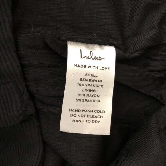 Lulus Bodysuit Long Puff Sleeve Ribbed Knit Scoop Neck Black Stretch M - Picture 4 of 5